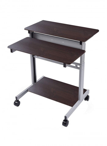 Ergonomic Standing Desk With Shelves Dark Walnut/Silver