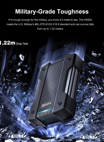 محرك أقراص ثابتة HD830 خارجي ومضاد للصدمات مزود بمنفذ USB 3.1 من أداتا أزرق