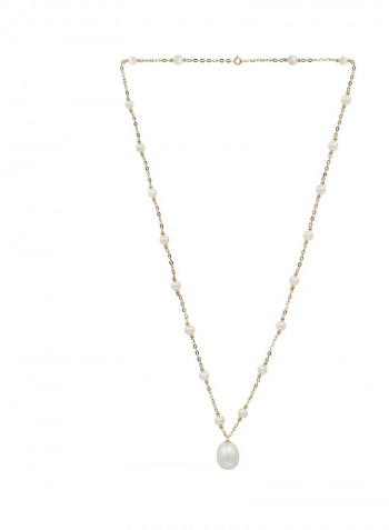3-Piece 18K Gold Exquisite Design Pearl Necklace With Braclet And Earrings Set