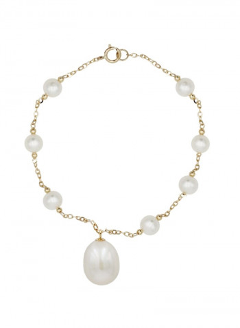 3-Piece 18K Gold Exquisite Design Pearl Necklace With Braclet And Earrings Set