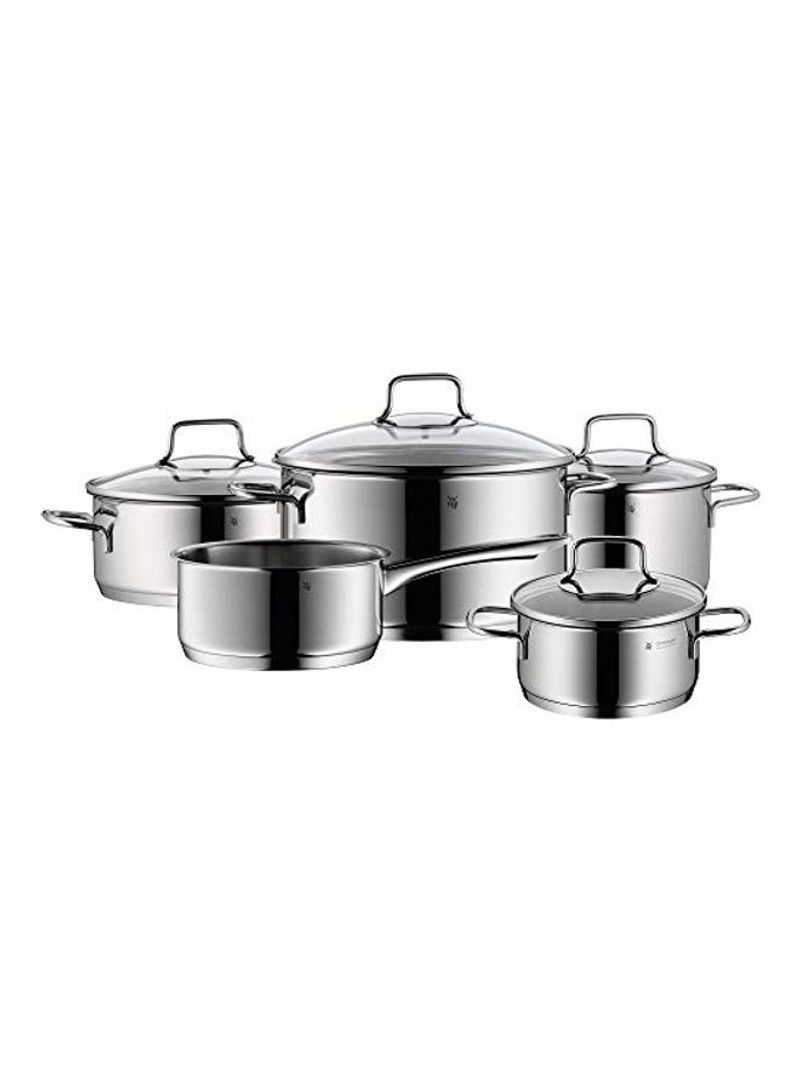 5-Piece Cookware Set Silver 3x Pot(16,20,16), 1x Saucepan (16)cm