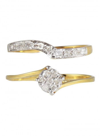 2-Piece 18K Gold 0.14 Ct Diamond Twisted Engagement Rings Set