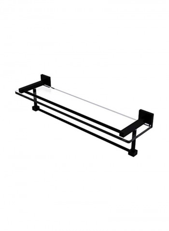 Towel Bar With Glass Shelf Clear/Black 22inch