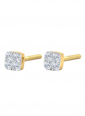 18K Gold Exquisite Design Square Diamond Stud Earring