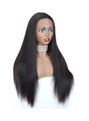 Full Lace Straight Human Hair Wig أسود 24بوصة