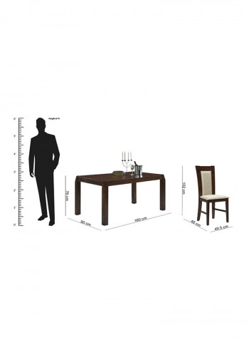 Springdale 6-Seater Dining Table Set Brown 160x76x90cm