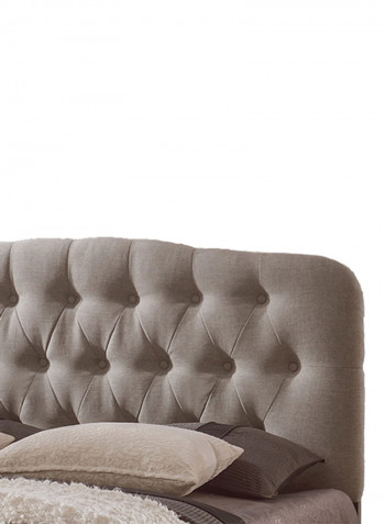Craik Contemporary King Button Tufted Bed Without Mattress Beige King