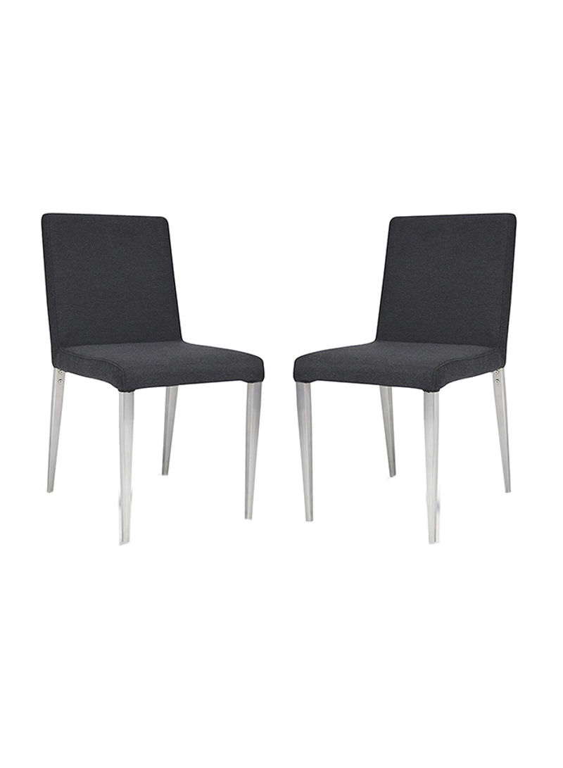 2-Piece Parsons Chair Silver/Black