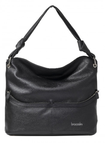 Nora Logo Detail Hobo Black