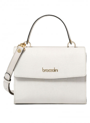 Alicia Logo Detail Shoulder Bag أبيض