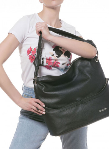 Nora Mini Logo Detail Hobo Black