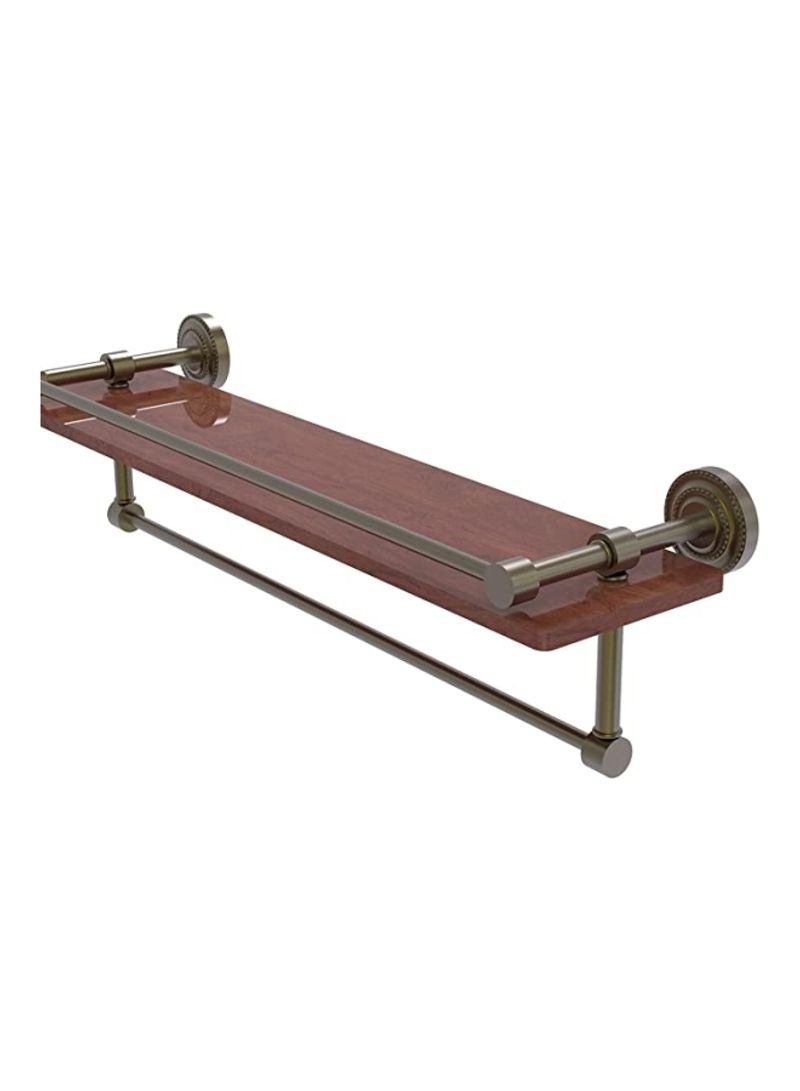 Dottingham Collection Towel Bar With Wooden Shelf Brown/Silver 22inch