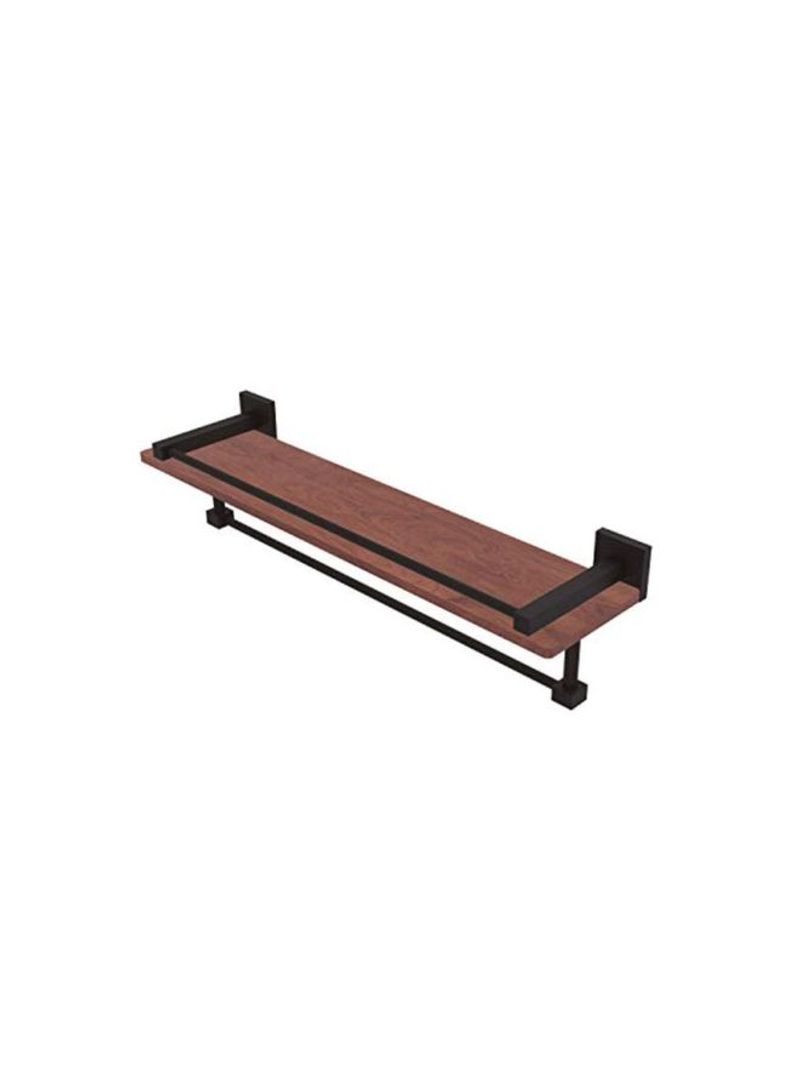 Montero Collection Gallery Rail Wood Shelf Integrated Towel Bar Brown/Black 22inch