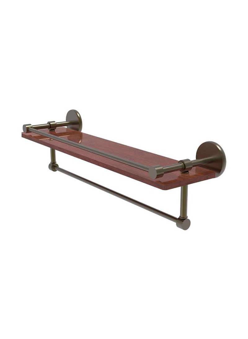 Montero Collection Integrated Towel Bar Wood Shelf Brown/Gold 22inch