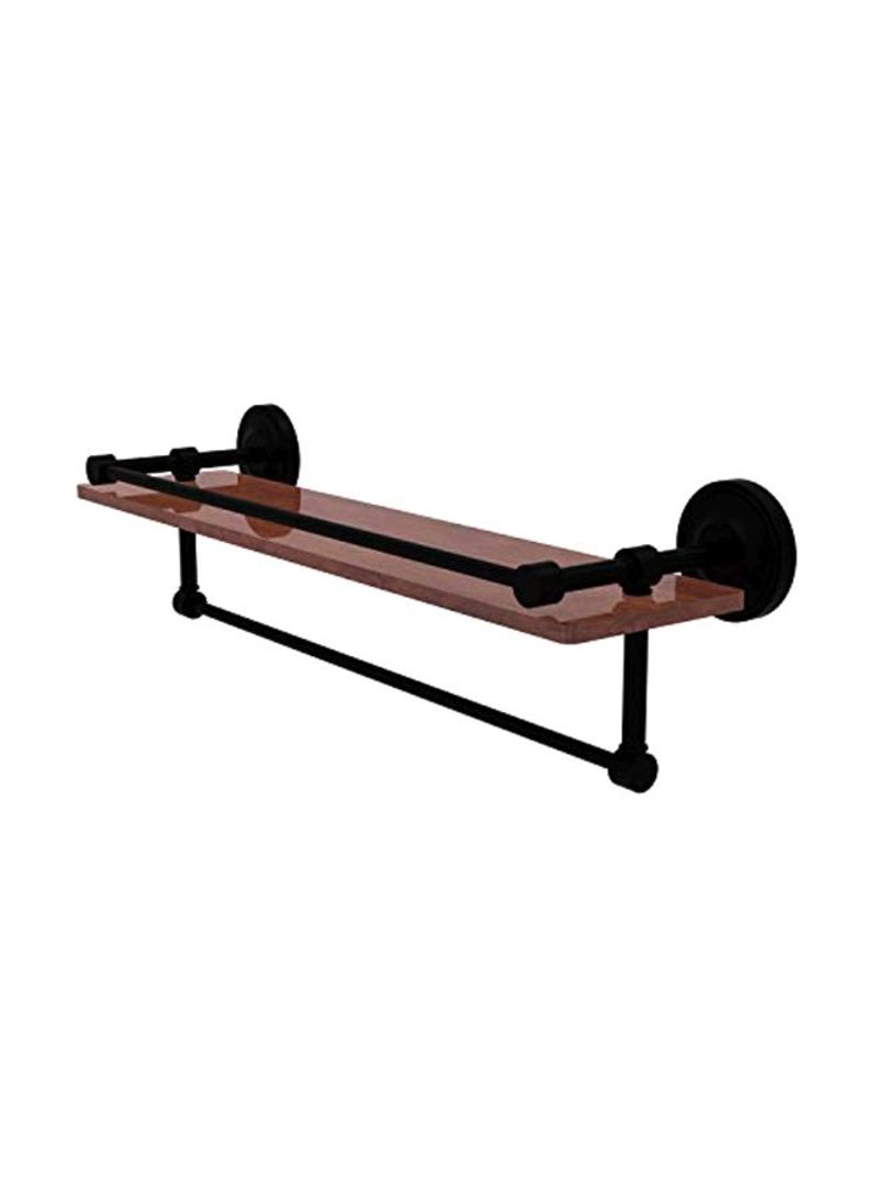Towel Bar With Wooden Shelf Brown/Black 22inch