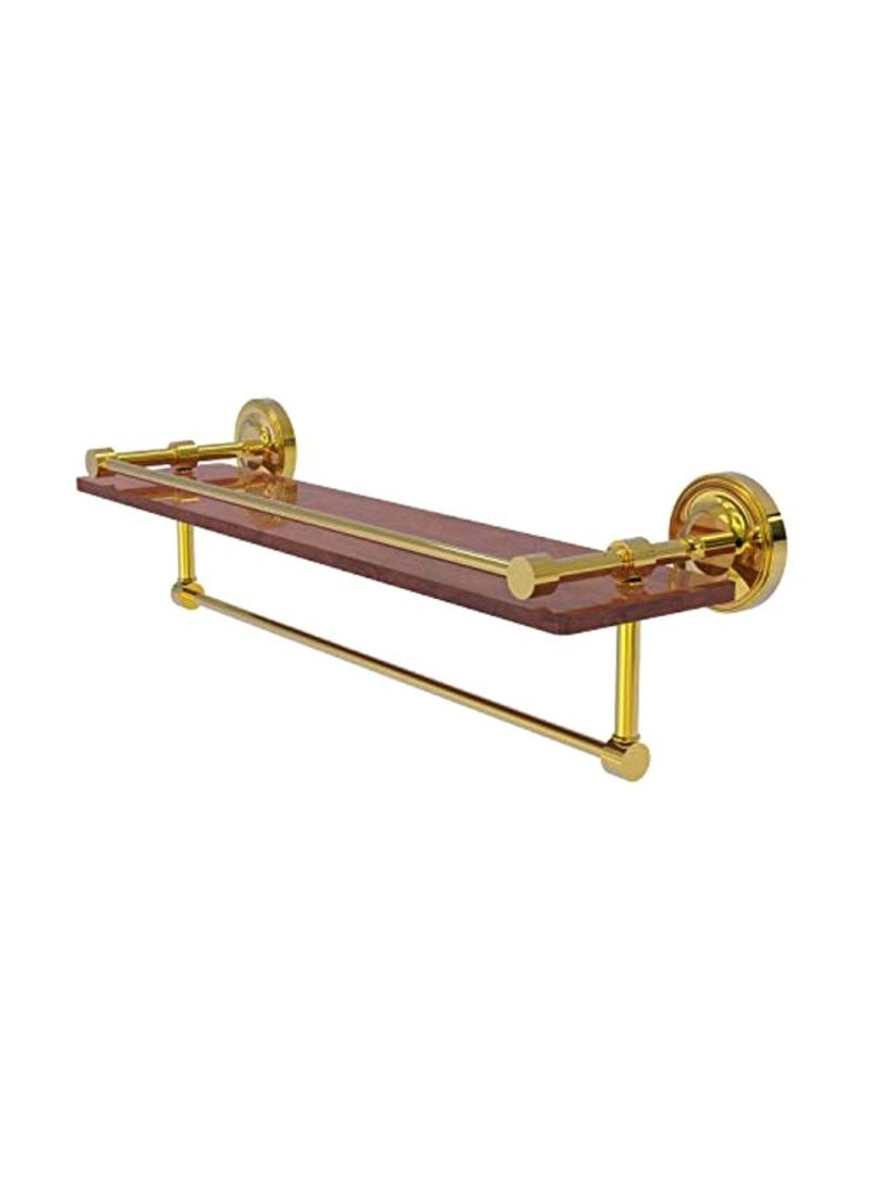 Prestige Regal Collection Wall Mounted Towel Bar Wood Shelf Brown/Gold 22inch
