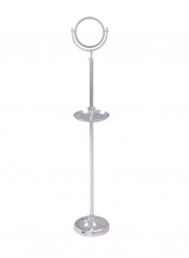 Adjustable Height Floor Standing Make-Up Mirror Satin Chrome