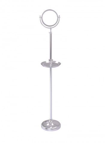 Adjustable Height Floor Standing Make-Up Mirror Satin Chrome