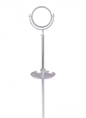 Adjustable Height Floor Standing Make-Up Mirror Satin Chrome