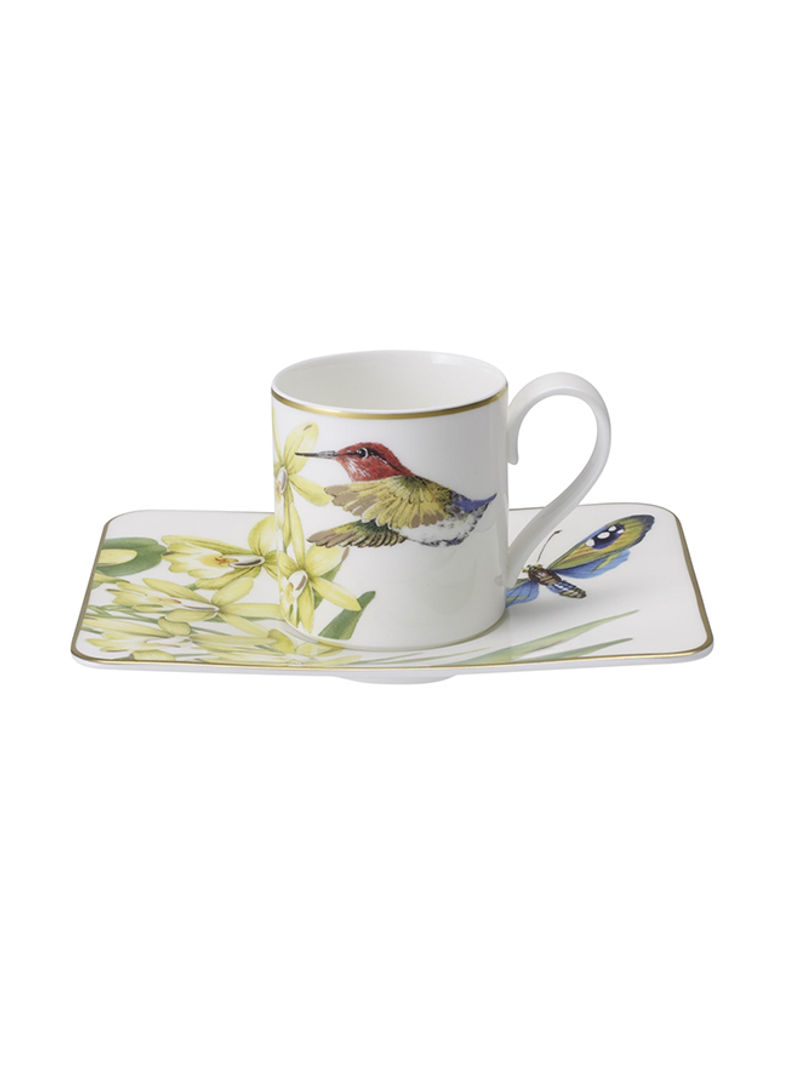 12-Piece Amazonia Espresso Cup And Saucer Set White/Yellow/Green