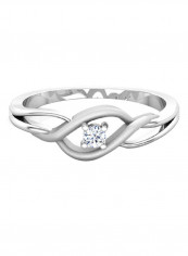 18K White Gold Exquisite Design Wave Solo Diamond Ring