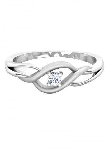 18K White Gold Exquisite Design Wave Solo Diamond Ring