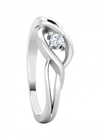 18K White Gold Exquisite Design Wave Solo Diamond Ring
