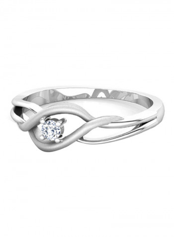 18K White Gold Exquisite Design Wave Solo Diamond Ring