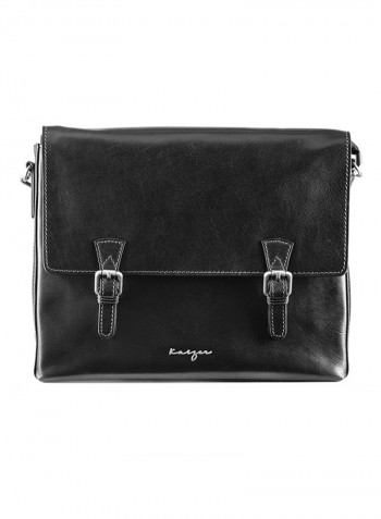 Statesman Leather Messenger Bag Black