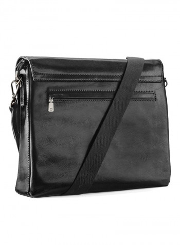 Statesman Leather Messenger Bag Black