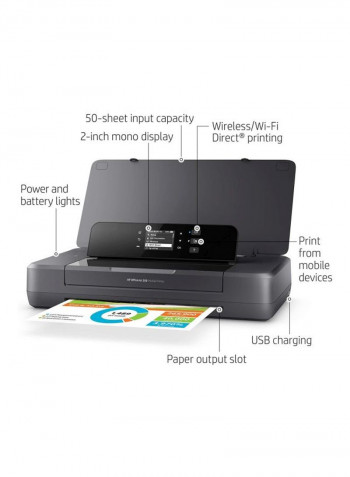 Officejet 200 Inkjet Mobile Printer With Print/Wi-Fi Function 14.3x2.70x7.32inch Black
