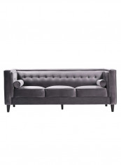 Sheena 3-Seater Sofa With 2-Bolster Cushions Grey 89x213cm