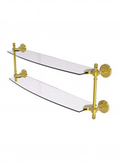 Retro Dot Collection Two Tiered Glass Shelf Clear/Polished Brass 24inch