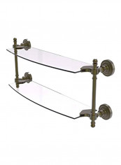 Retro Dot Collection Two Tiered Glass Shelf Gold/Clear 18inch