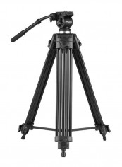 Professional Camera Camcorder Video Tripod With Fluid Hydraulic Head Black