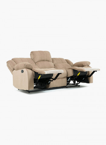 Terrence 3 Seater Fabric Recliner Light Brown L 213 X W 94 X H 97cm