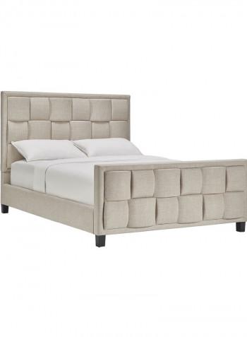 Cotton and Polyester Upholstered Bed Beige