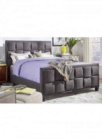 Cotton and Polyester Upholstered Bed Beige