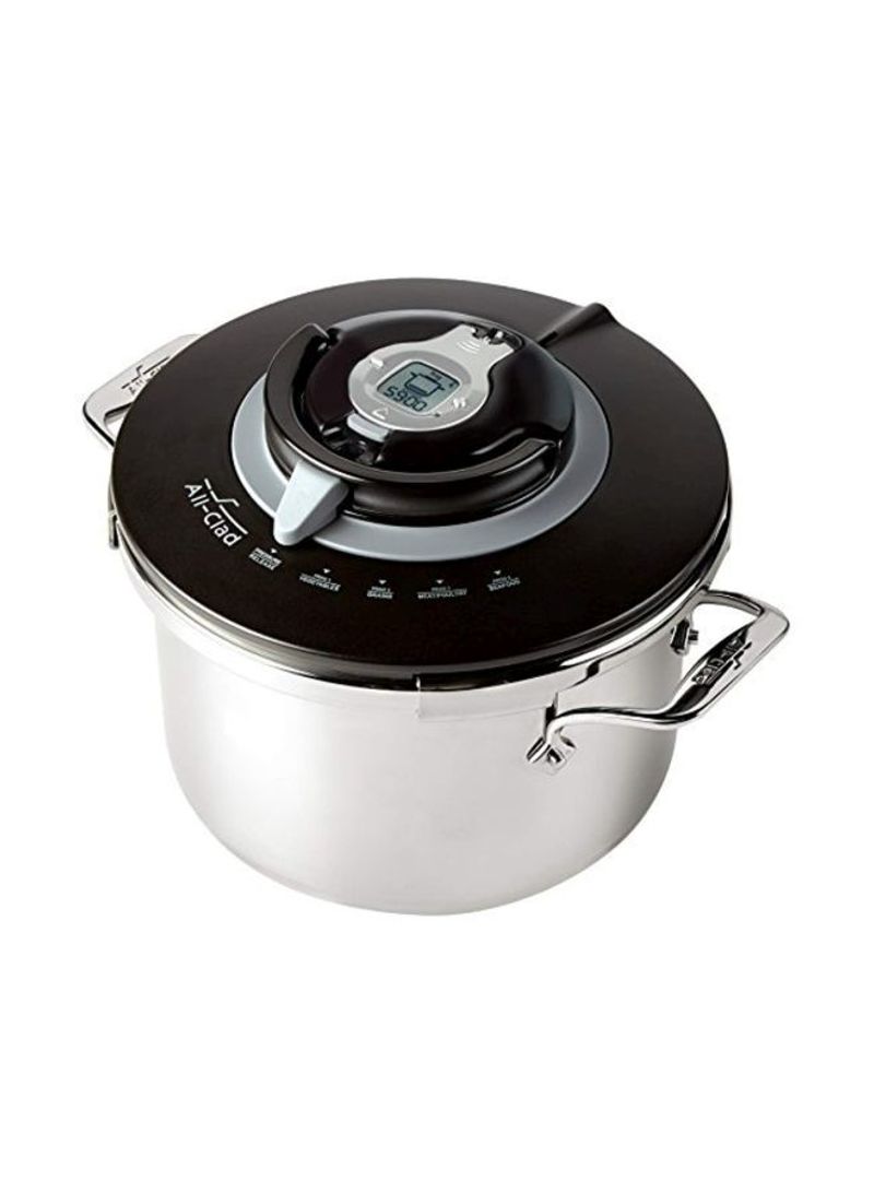 Stainless Steel Pressure Cooker Silver/Black 10inch