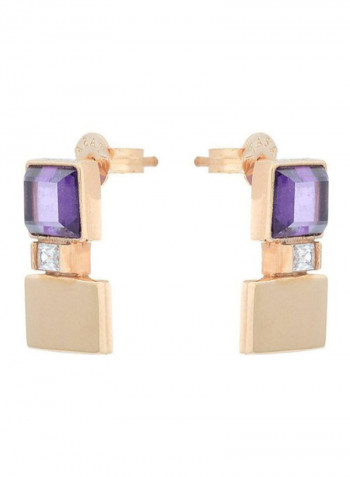 18 Karat Gold Sapphire And Amethyst Studs