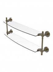 Wave Collection Two Tiered Glass Shelf Clear/Gold 24inch