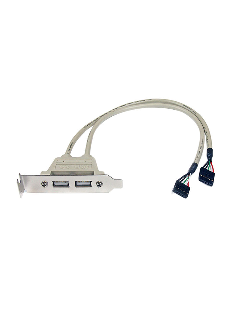 2-Port USB A Female Low Profile Slot Plate Adapter 4.9 x 0.4 x 8.3inch Grey/Blue