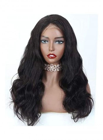 Frontal Lace Human Hair Wig أسود 10بوصة