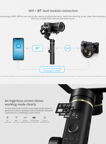 FeiyuTech G6 Plus 3-Axis Stabilized Handheld Gimbal Black