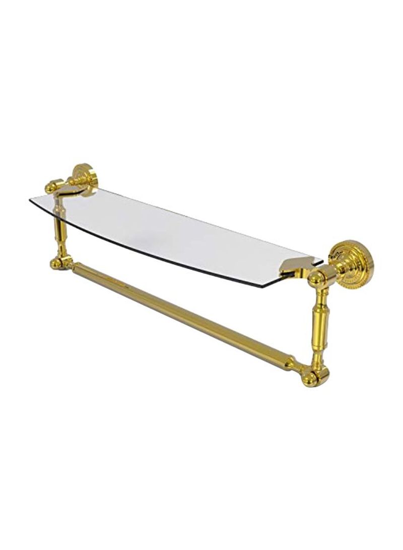 Brass Integrated Towel Bar Glass Shelf Clear/Gold 18x5inch