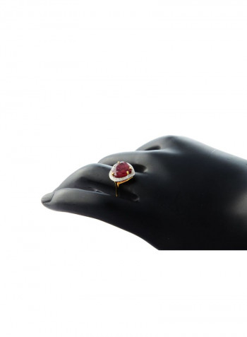 18k Gold 10mm Genuine Heart Cut Ruby 0.14Ct Genuine Diamonds Ring