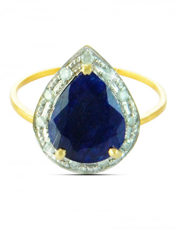 18K Gold Genuine Drop Cut Ruby Diamonds Ring 0.12 Carat