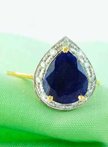 18K Gold Genuine Drop Cut Ruby Diamonds Ring 0.12 Carat