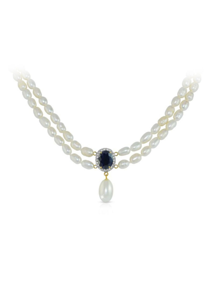 Diamonds Oval Sapphire And Pearl Necklace