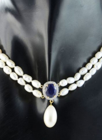 Diamonds Oval Sapphire And Pearl Necklace